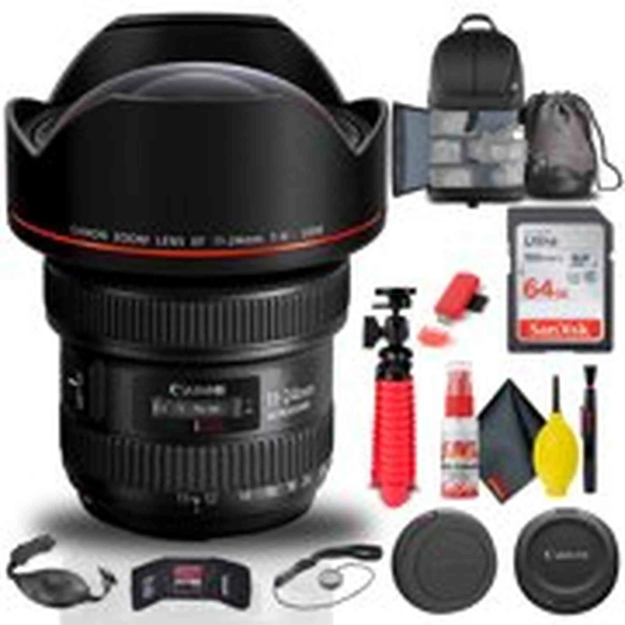 Canon EF 11-24mm f/4L USM Lens (9520B002)   BackPack   64GB Card   More